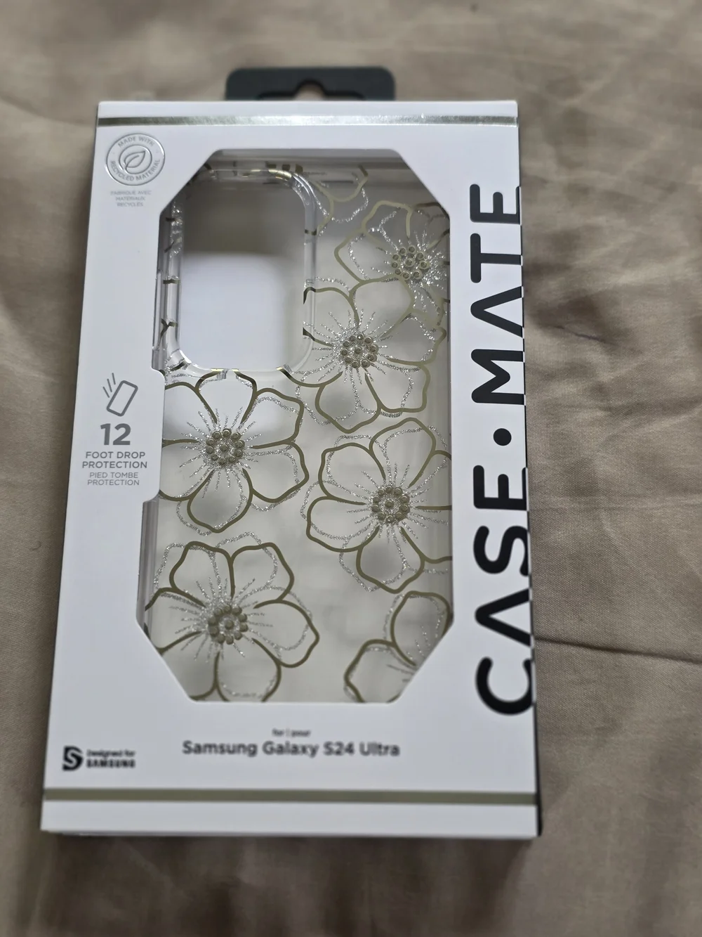 case-mate Clear Case with Gold Floral Design for Samsung Galaxy S24 Ultra